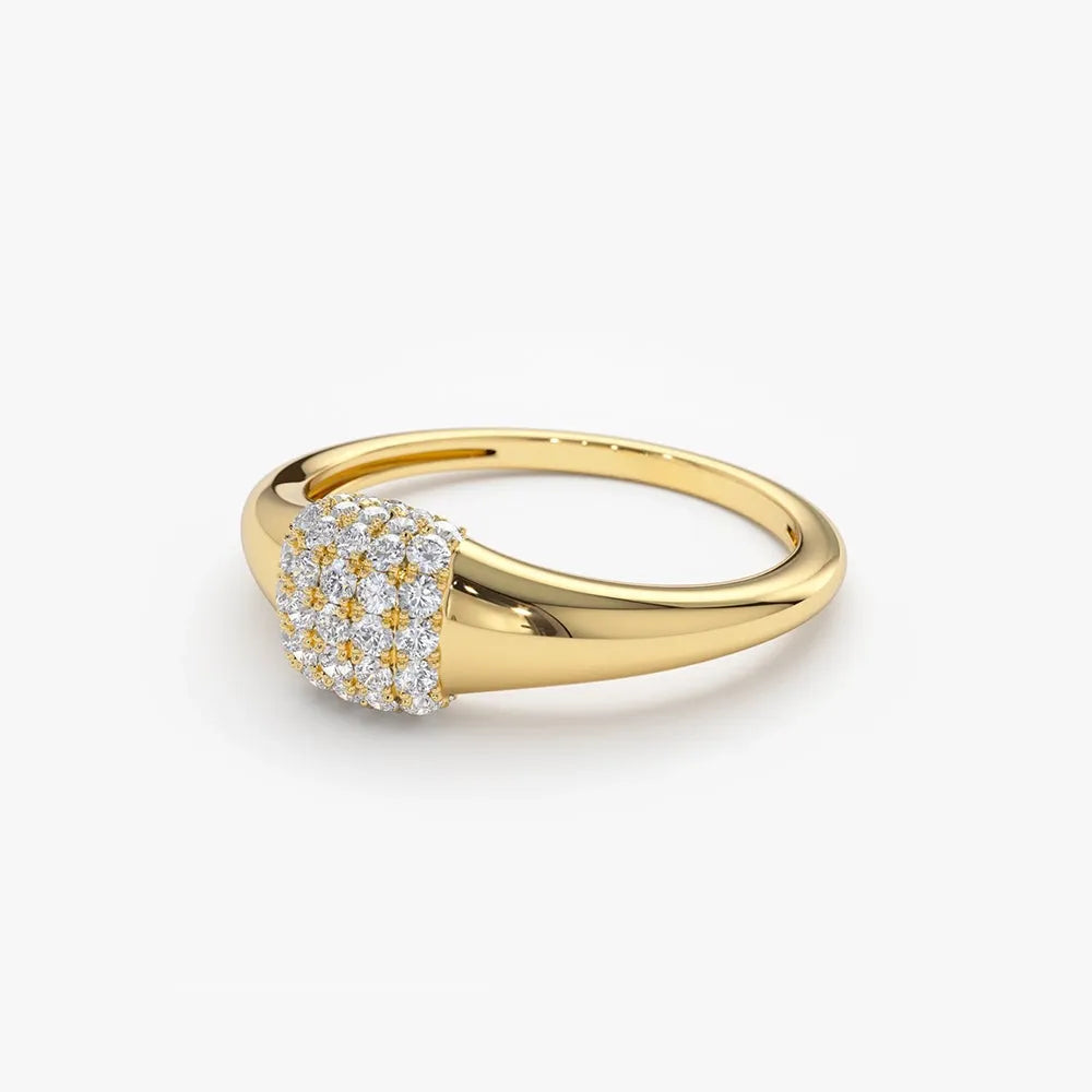 14k Gold Round Diamond Micro Pave Pinky Ring 0.31 CTW