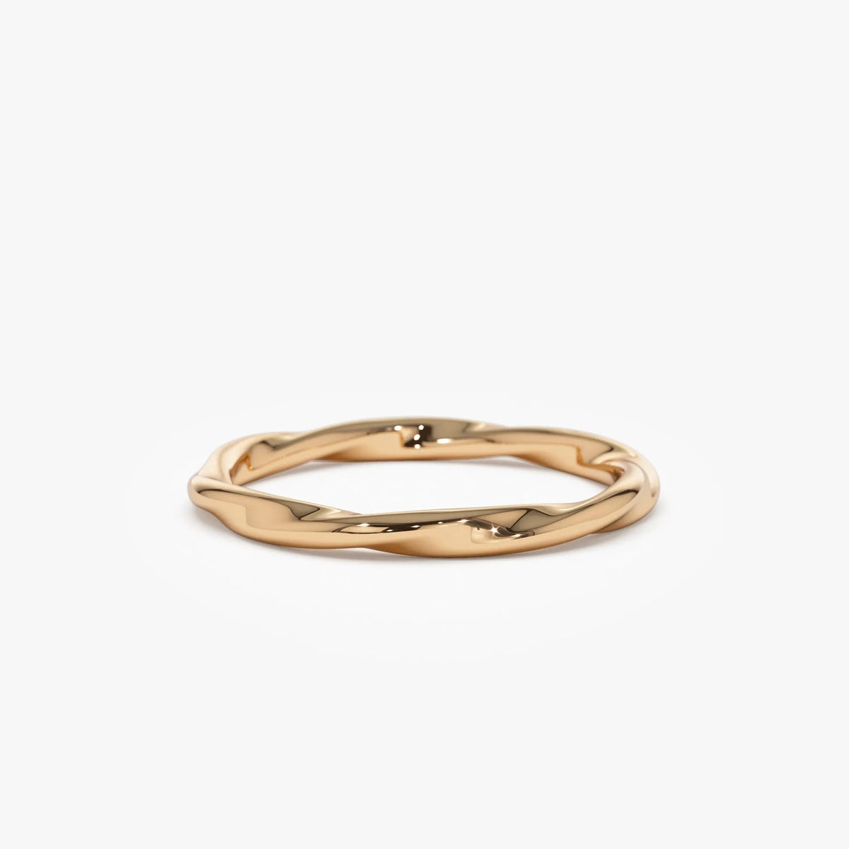14k Solid Gold Wavy Stackable Promise Ring Band