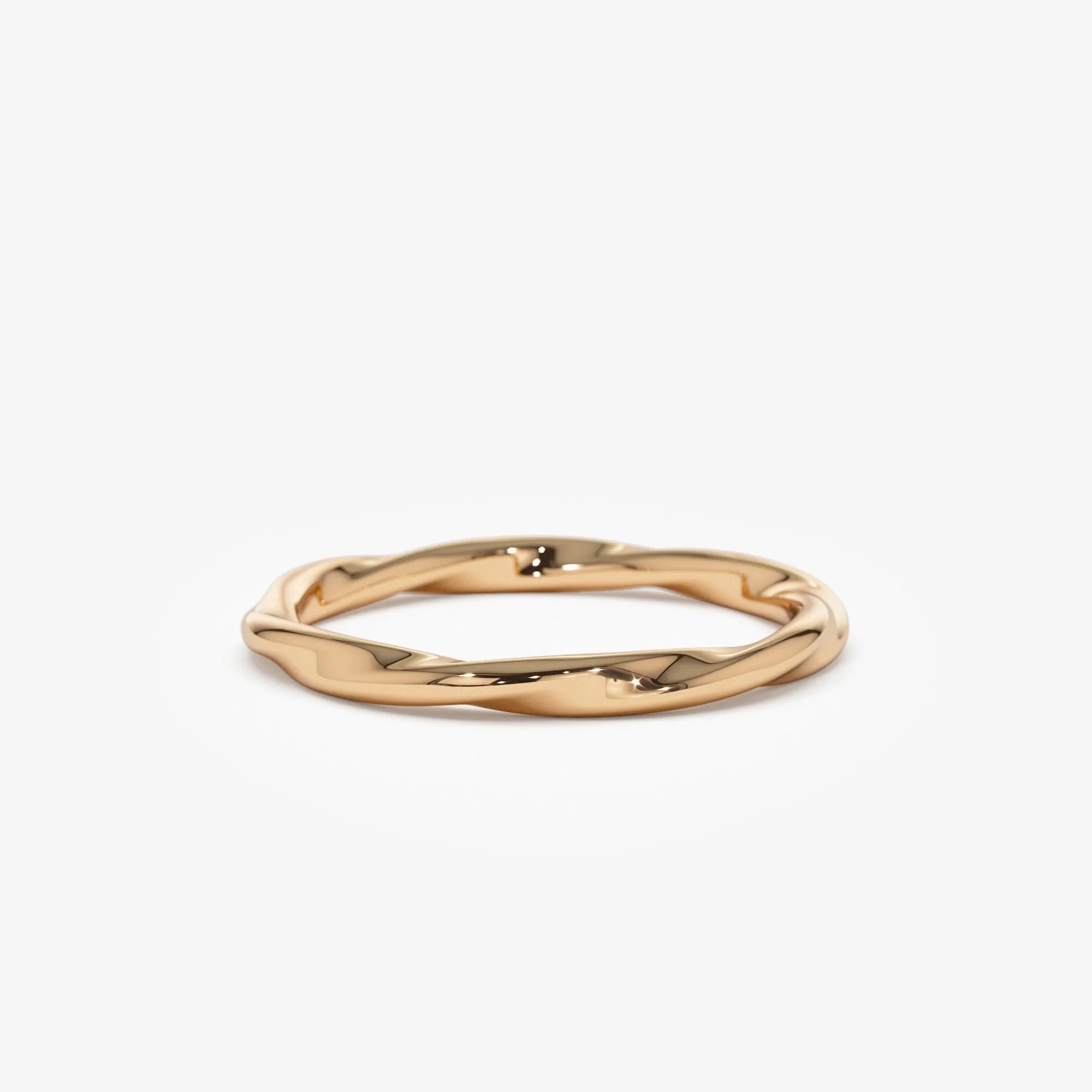 14k Solid Gold Wavy Stackable Promise Ring Band