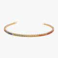 14k Gold Round Diamond and Multicolor Sapphire 4 Prong Tennis Bracelet