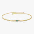 14k Gold 0.10ct Marquise Emerald and Round Diamond Curb Link Bracelet