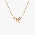14k Solid Gold Ribbon Pendant Necklace
