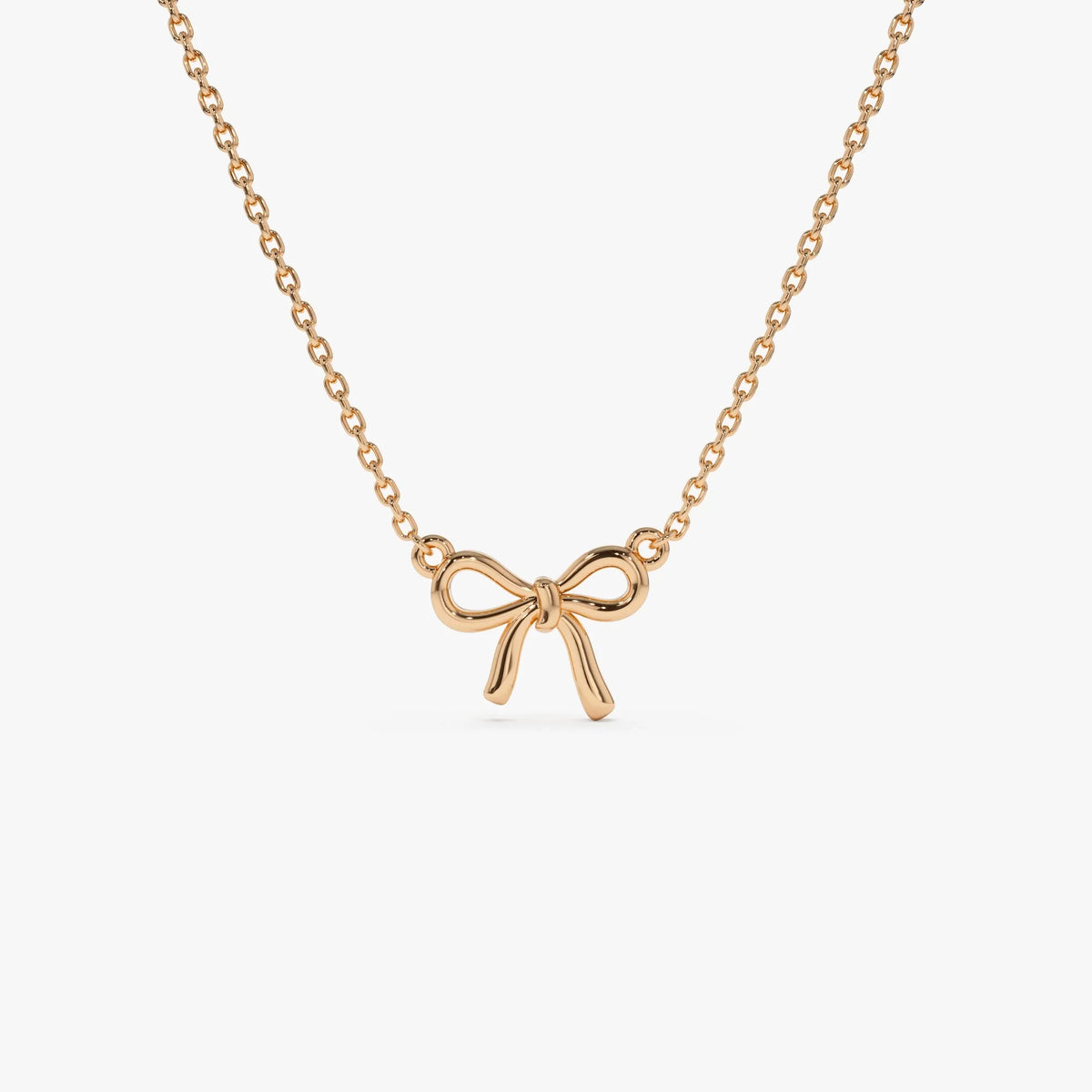 14k Solid Gold Ribbon Pendant Necklace