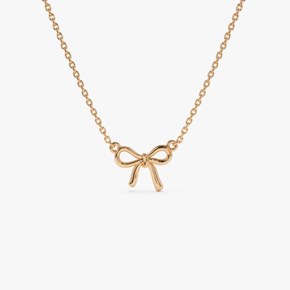 14k Solid Gold Ribbon Pendant Necklace