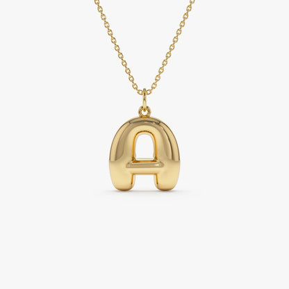 14k Solid Gold Balloon Initial Letter Pendant