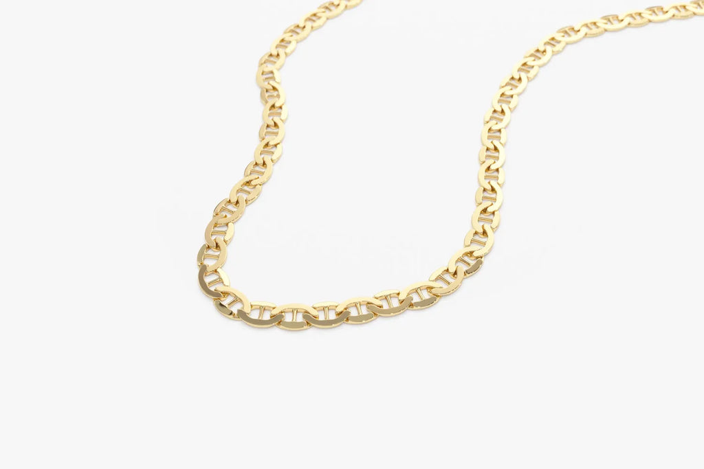 14k Solid Gold Mariner Chain Link Necklace Nautical Style