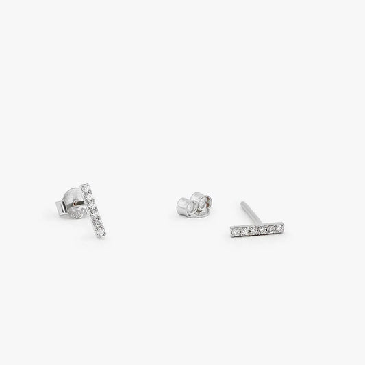 14k Gold Lab Grown Diamond Round Cut Bar Stud Earrings 0.10 ctw