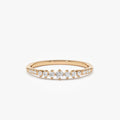 14K Solid Gold Round Diamond 0.18 Carat Graduating Wedding Ring