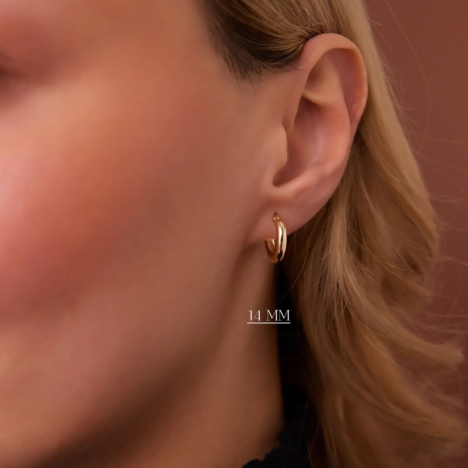 14k Solid Gold Round Hoop Earrings 3mm Thick Polished
