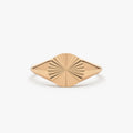 14K Solid Gold 8mm Sun Signet Minimalist Band Ring