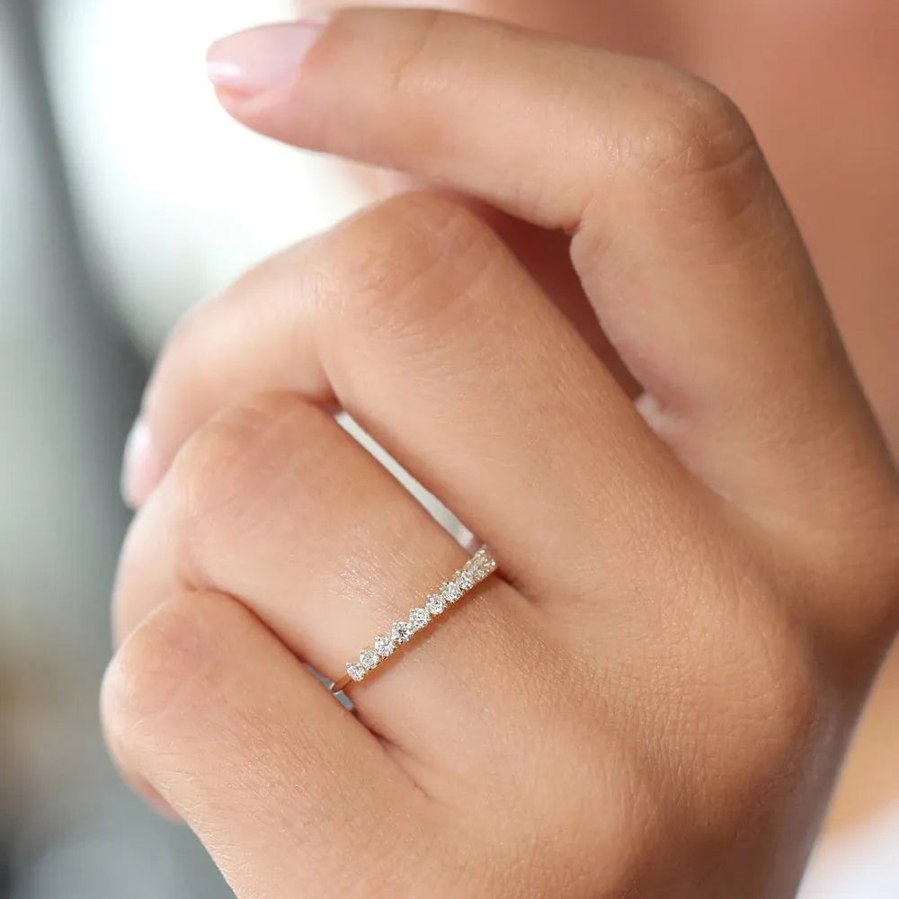 14K Solid Gold Round Diamond 3 Prong Wedding Ring