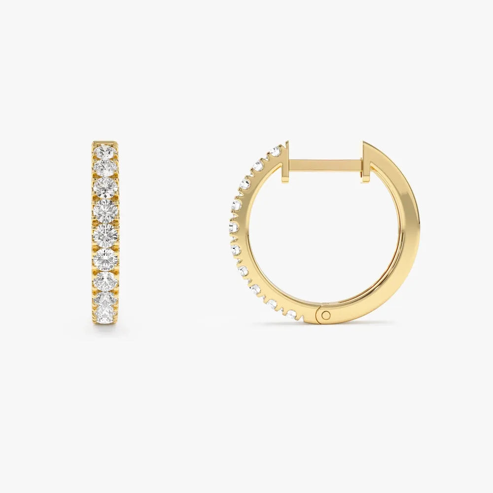 14k Gold Diamond Round Cut Huggie Earrings 0.35 ctw