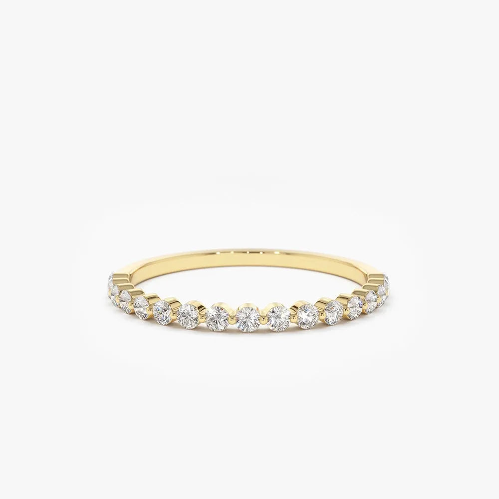 14K Solid Gold 0.30 CTW Round Diamond Single Shared Prong Wedding Ring