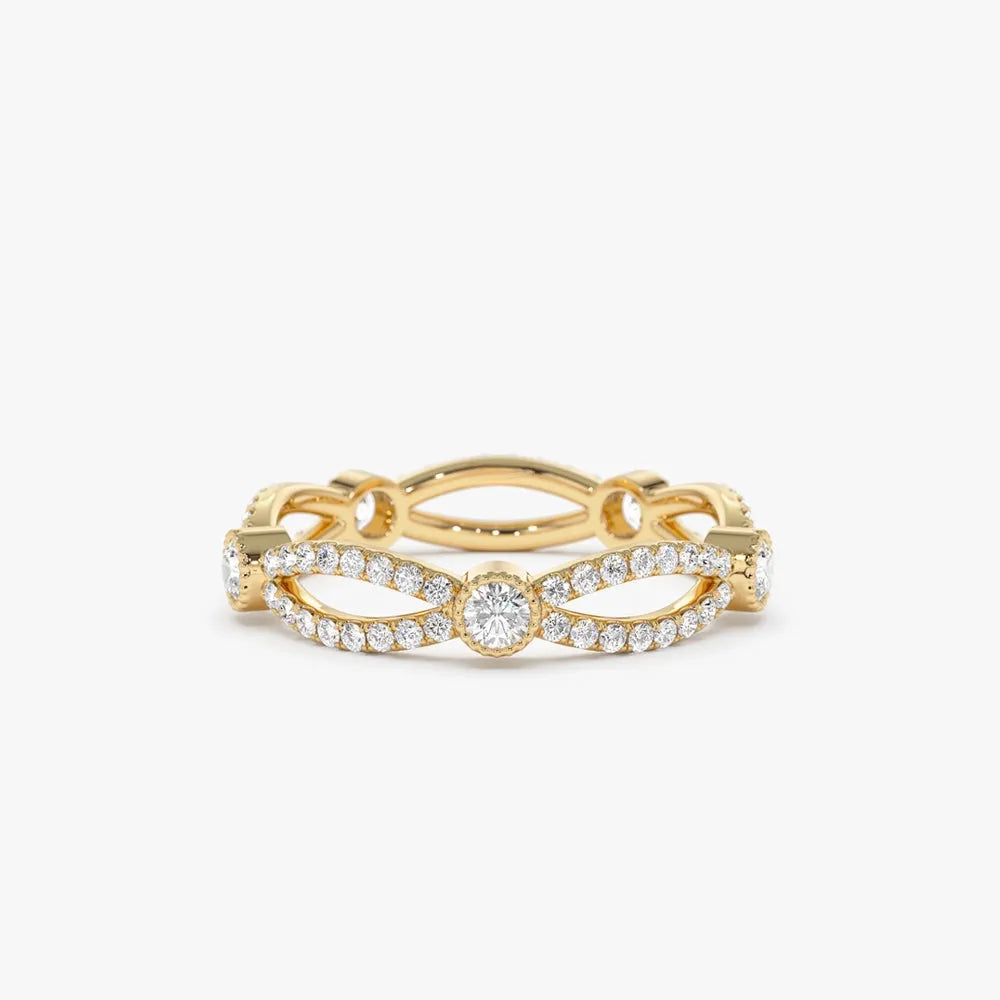 14k Gold Diamond Round Cut Infinity Eternity Ring 0.80 ctw