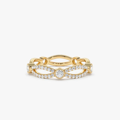 14k Gold Diamond Round Cut Infinity Eternity Ring 0.80 ctw