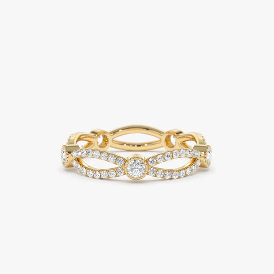 14k Gold Diamond Round Cut Infinity Eternity Ring 0.80 ctw