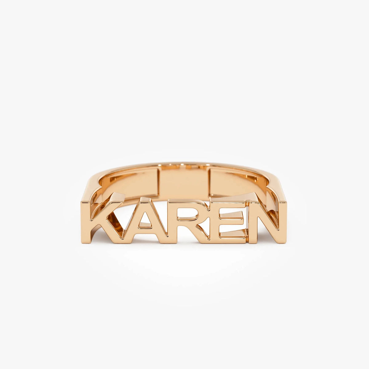 14K Gold Personalized Bold Nameplate Ring Custom Jewelry
