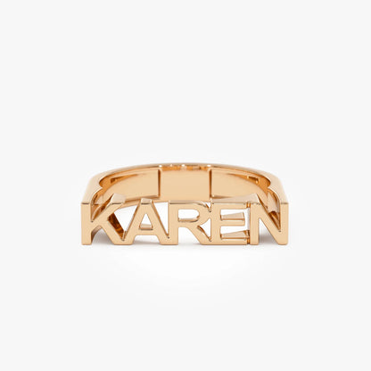 14K Gold Personalized Bold Nameplate Ring Custom Jewelry