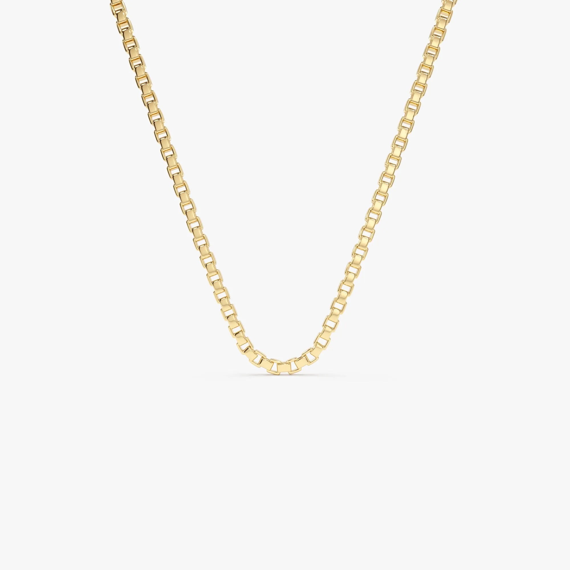 14k Solid Yellow Gold Box Chain Link Necklace