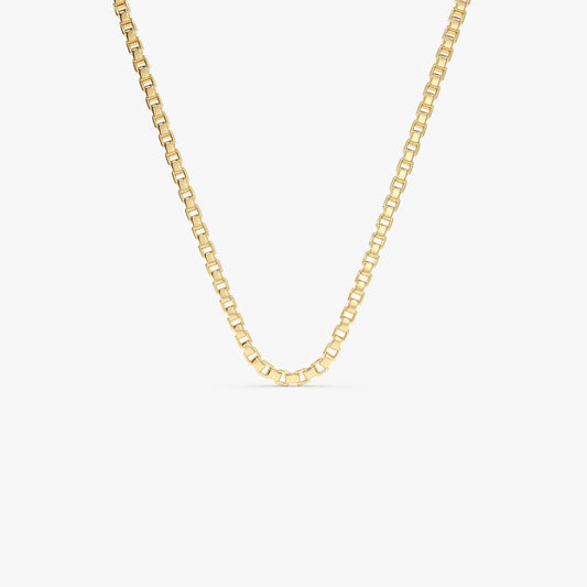 14k Solid Yellow Gold Box Chain Link Necklace