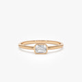 14k Gold Emerald Cut Diamond Bezel Set Solitaire Ring 0.22 Carat