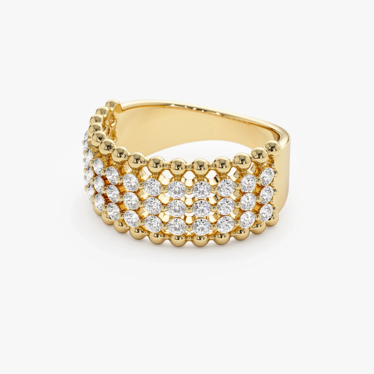 14k Solid Gold Round Diamond 0.82 Carat Floating Bubble Band Ring