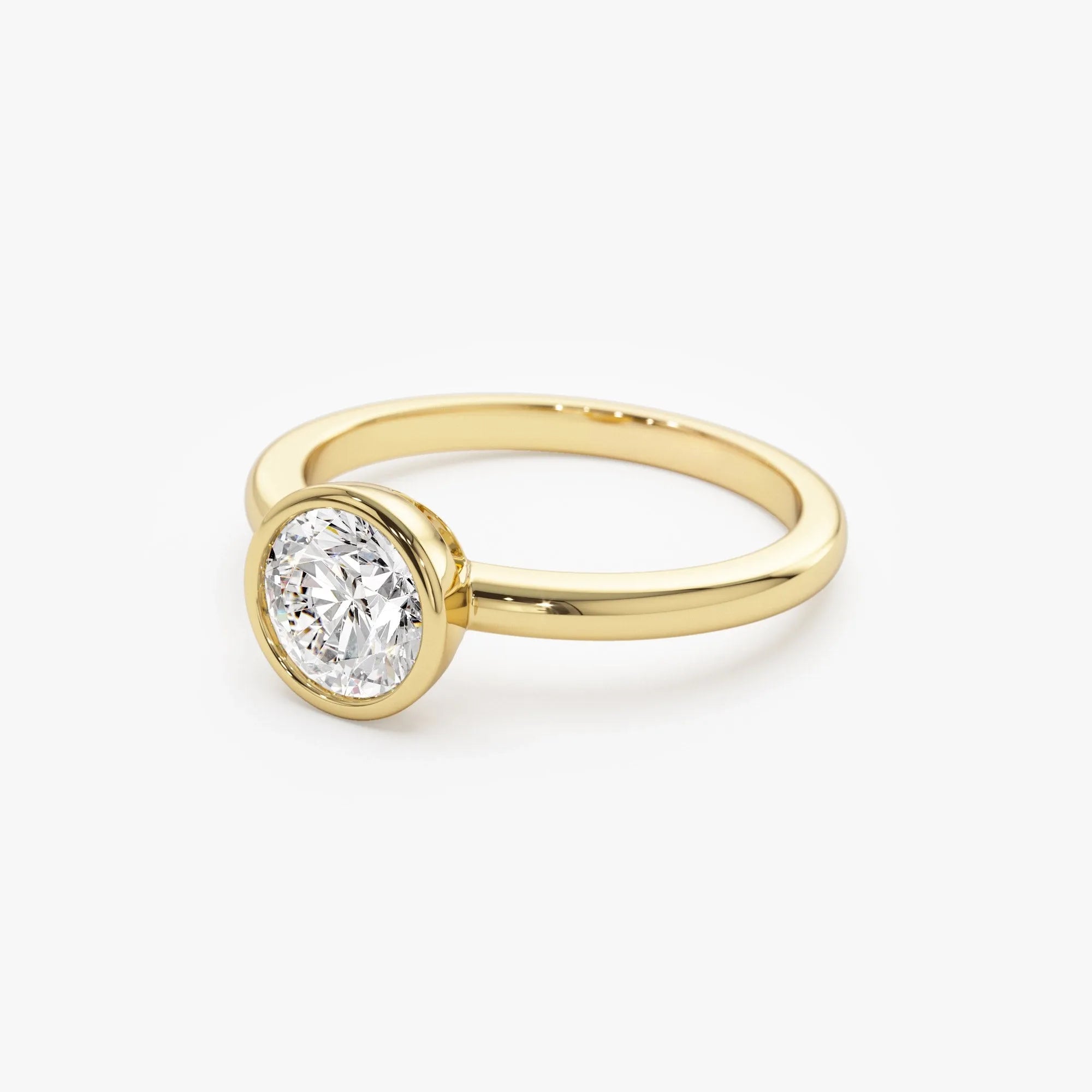14k Gold Lab Grown Diamond Round Bezel Setting Engagement Ring 0.75 to 1.50 ctw