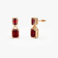 14k Gold Garnet Octagon Cut Dangle Drop Earrings 5.3 ctw