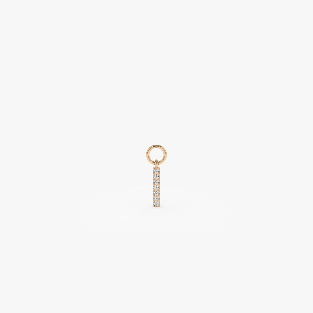 14k Gold Diamond Bar Charm for Hoop Earrings 0.03 ctw