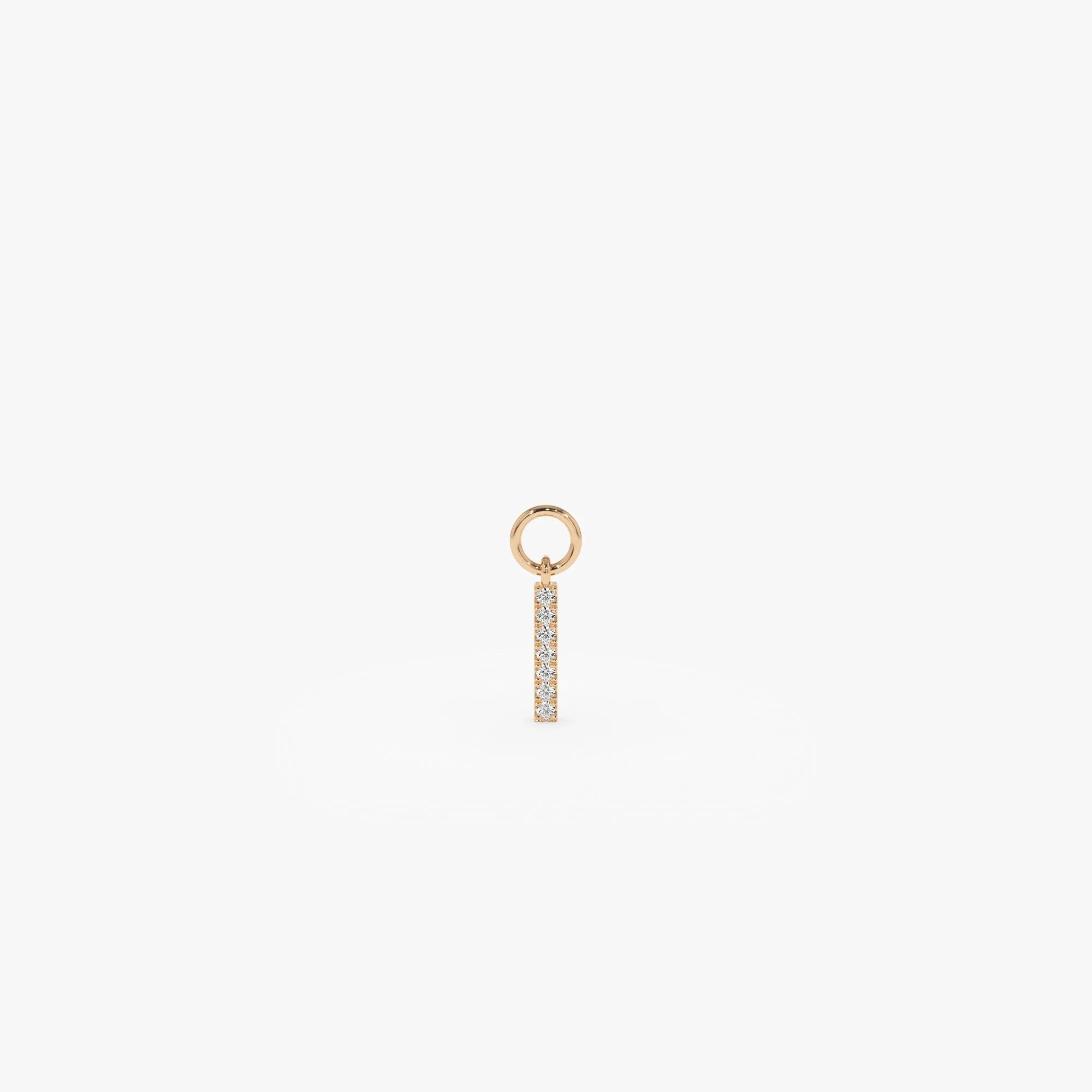 14k Gold Diamond Bar Charm for Hoop Earrings 0.03 ctw