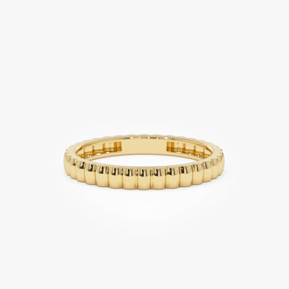 14k Solid Gold Ribbed Textured Stackable Band Ring 2.5mm Width