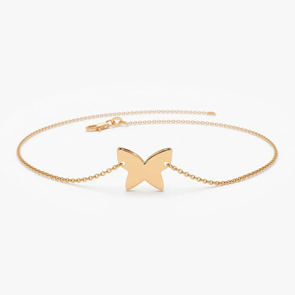 14k Gold Butterfly Charm Bracelet with Pendant