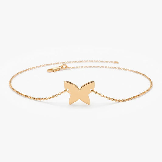 14k Gold Butterfly Charm Bracelet with Pendant