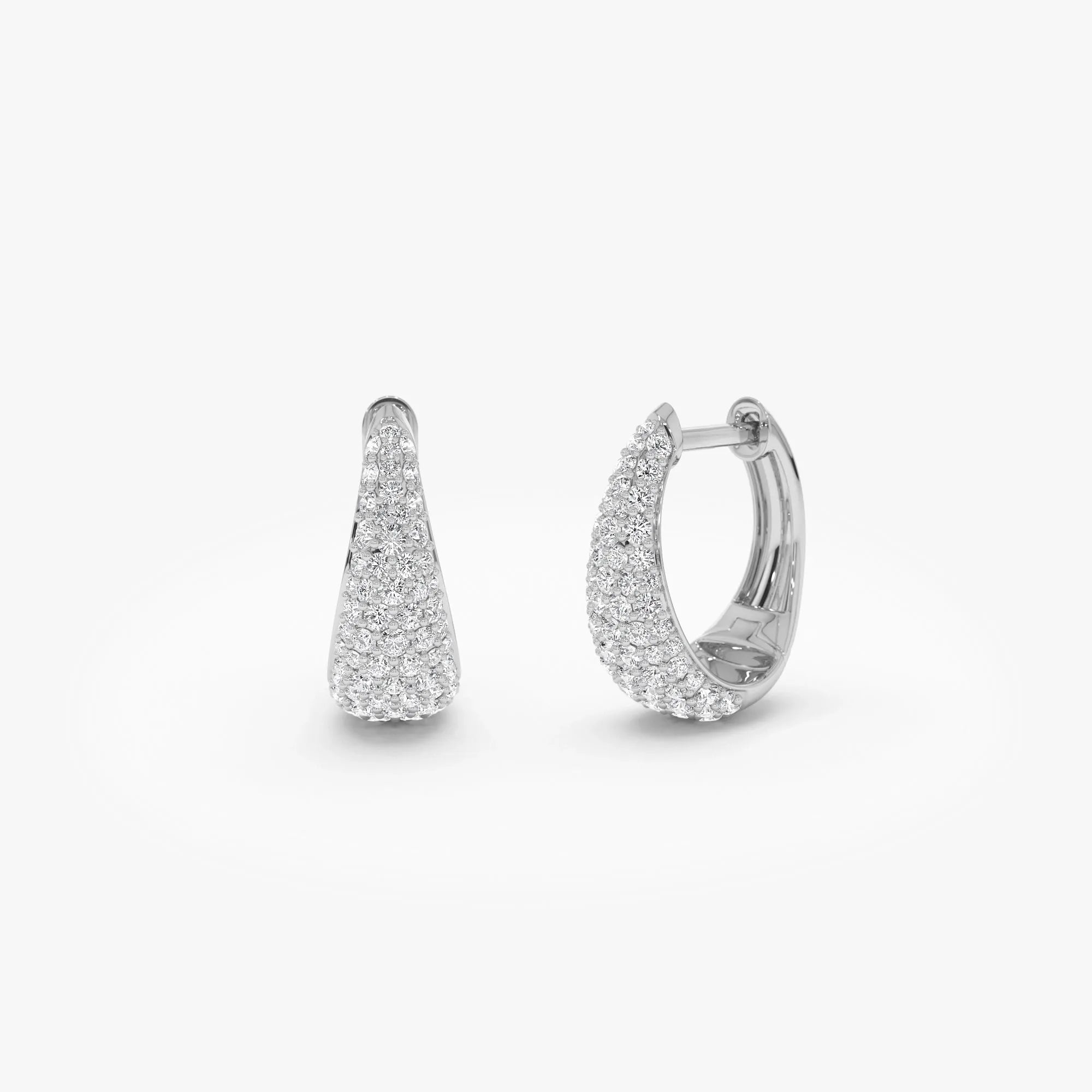 14k Gold Diamond Round Cut Teardrop Hoop Earrings 0.83 ctw