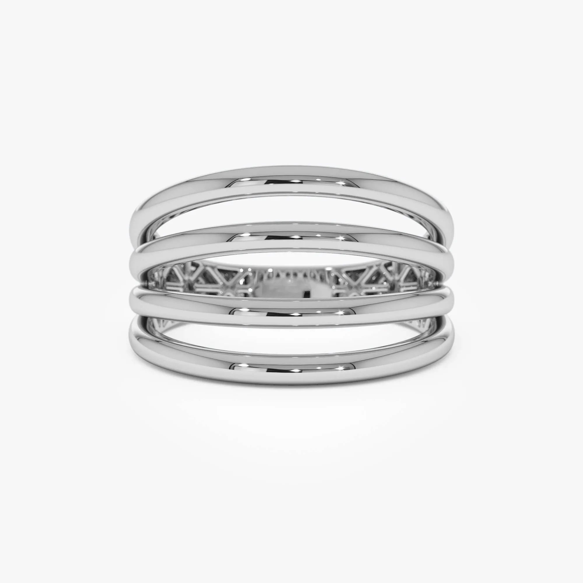 14k Gold Four Band Statement Ring Wide Multi Layer Style