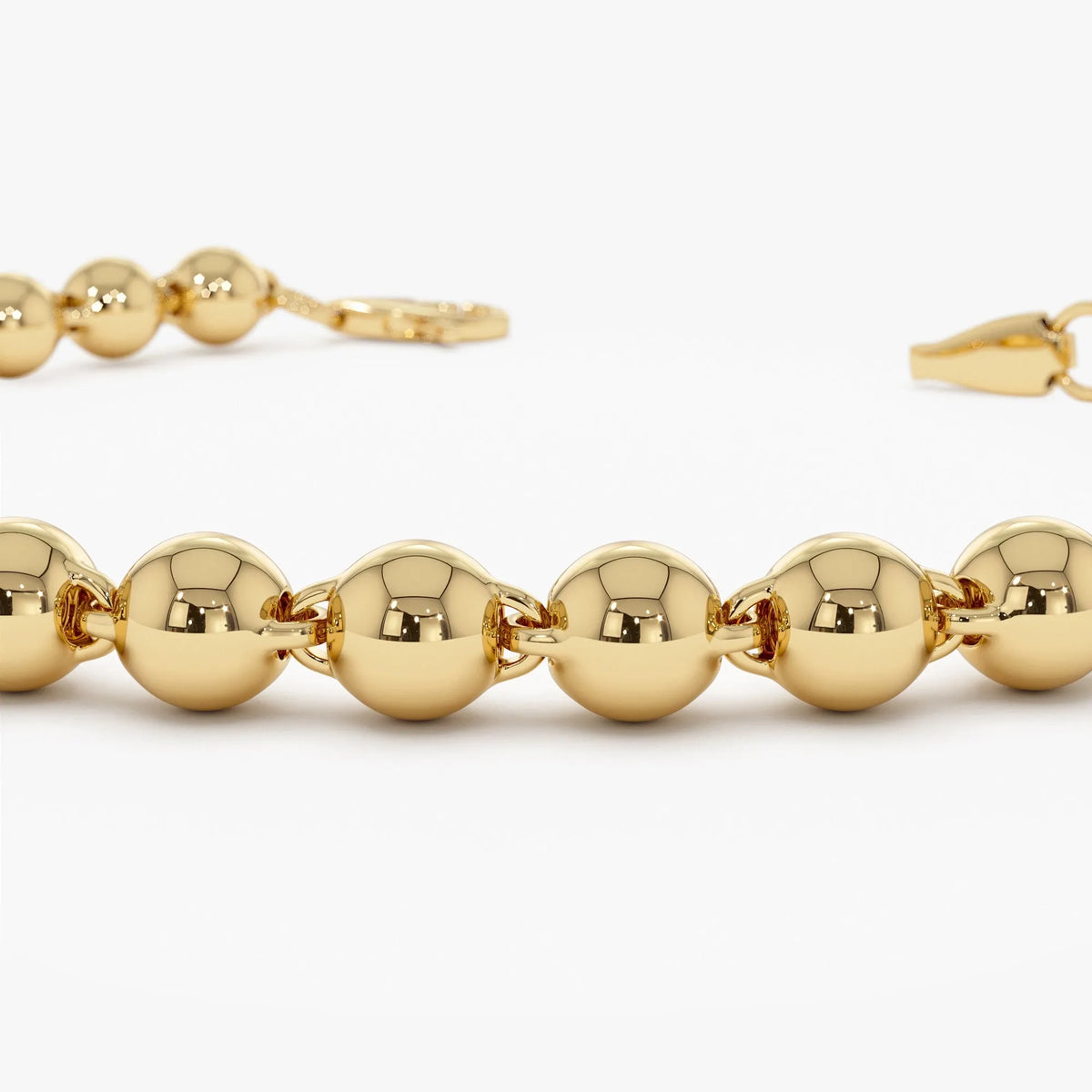 14K Gold 5MM Wide Round Bead Ball Chain Bracelet