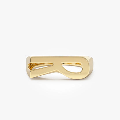 14K Gold Modern Abstract Personalized Initial Ring Custom Jewelry