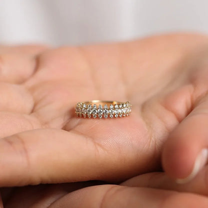 14k Gold Round Diamond 0.69ctw Half Eternity Spike Prong Setting Ring