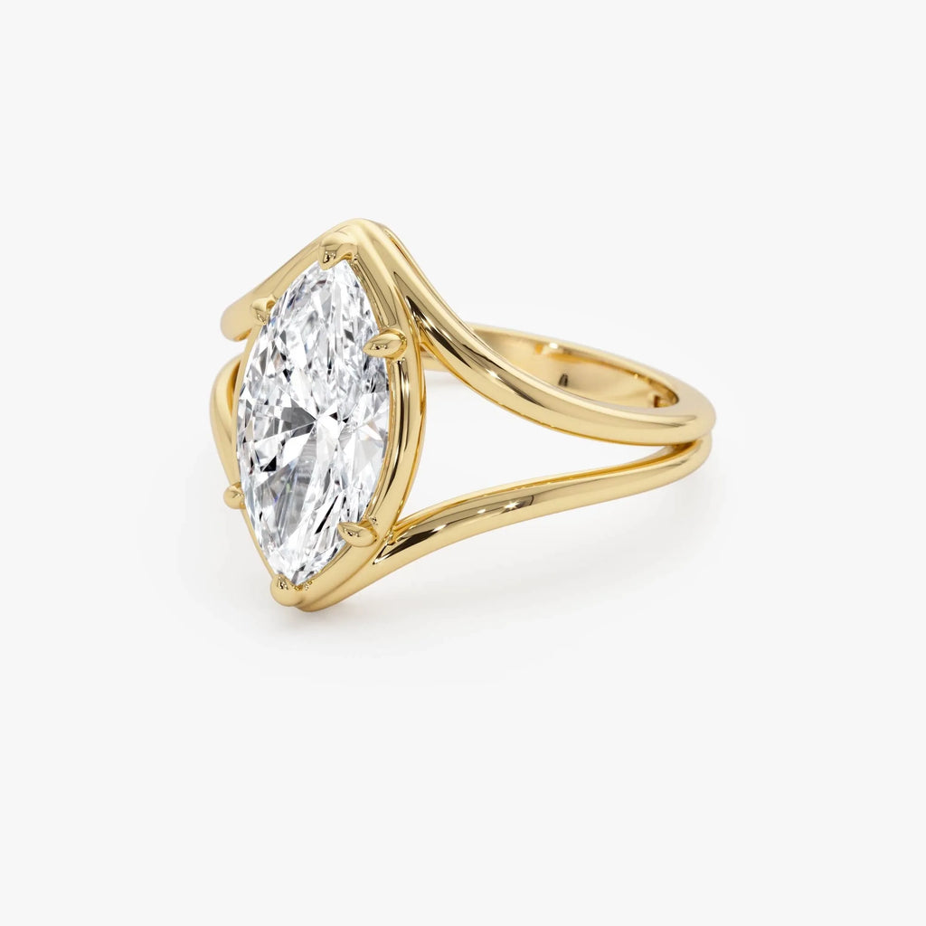 14k Gold 2.00 Carat Lab Grown Diamond Marquise Split Shank Engagement Ring IGI Certified Carla