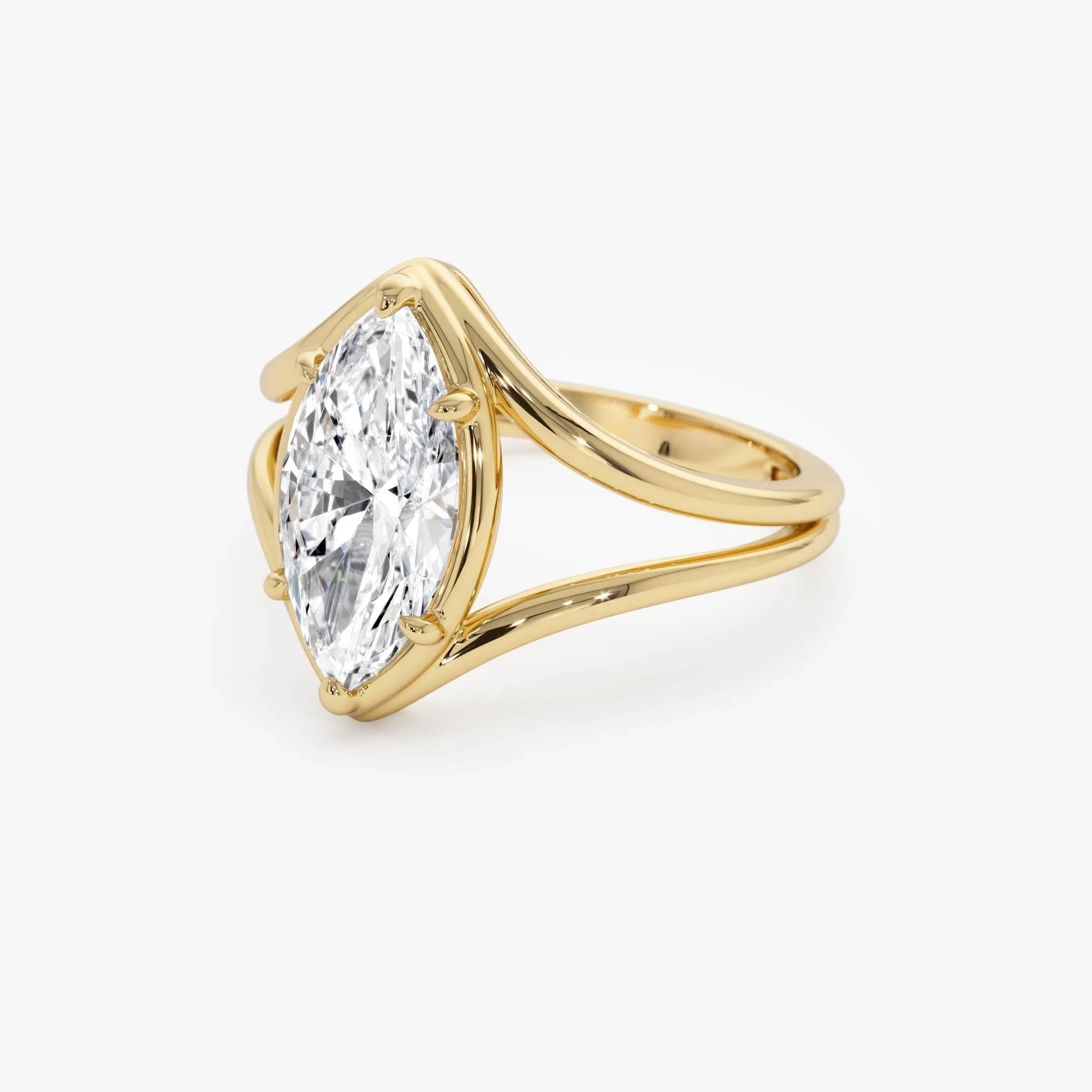 14k Gold 2.00 Carat Lab Grown Diamond Marquise Split Shank Engagement Ring IGI Certified Carla