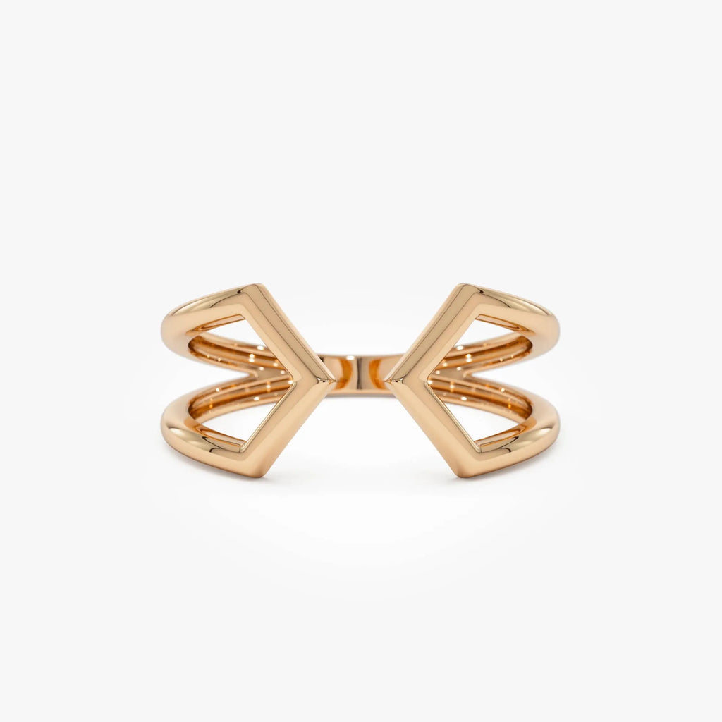 14k Gold Modern Geometric Open Ring 8.75mm Wide Graduated Band