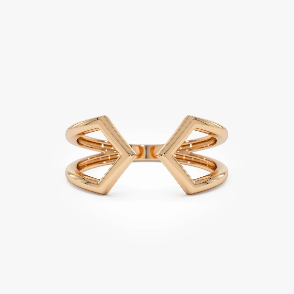 14k Gold Modern Geometric Open Ring 8.75mm Wide Graduated Band