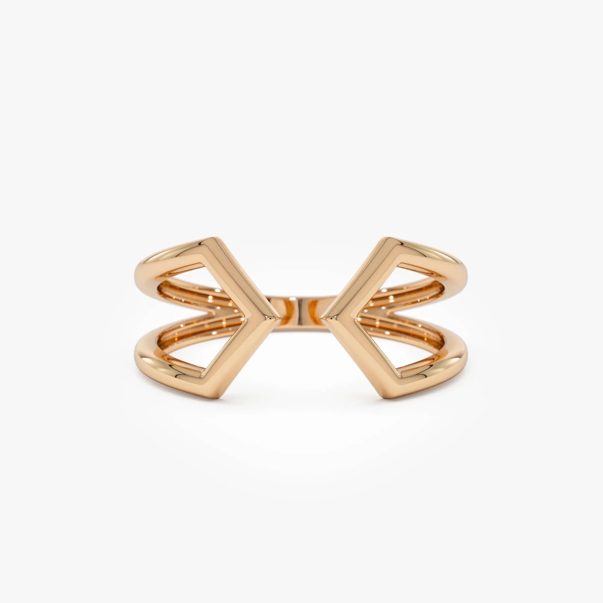 14k Gold Modern Geometric Open Ring 8.75mm Wide Graduated Band