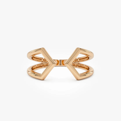14k Gold Modern Geometric Open Ring 8.75mm Wide Graduated Band
