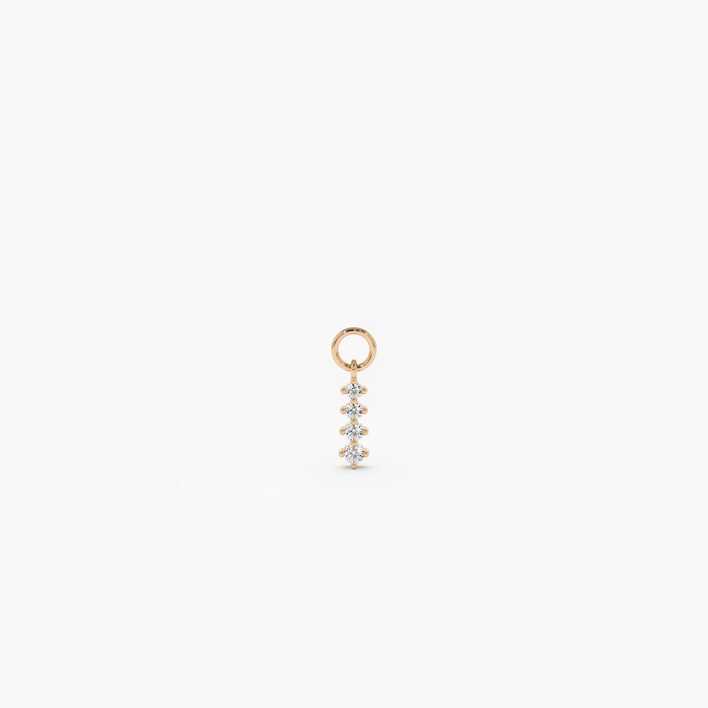 14k Gold Diamond Journey Hoop Charm for Earrings 0.065 ctw