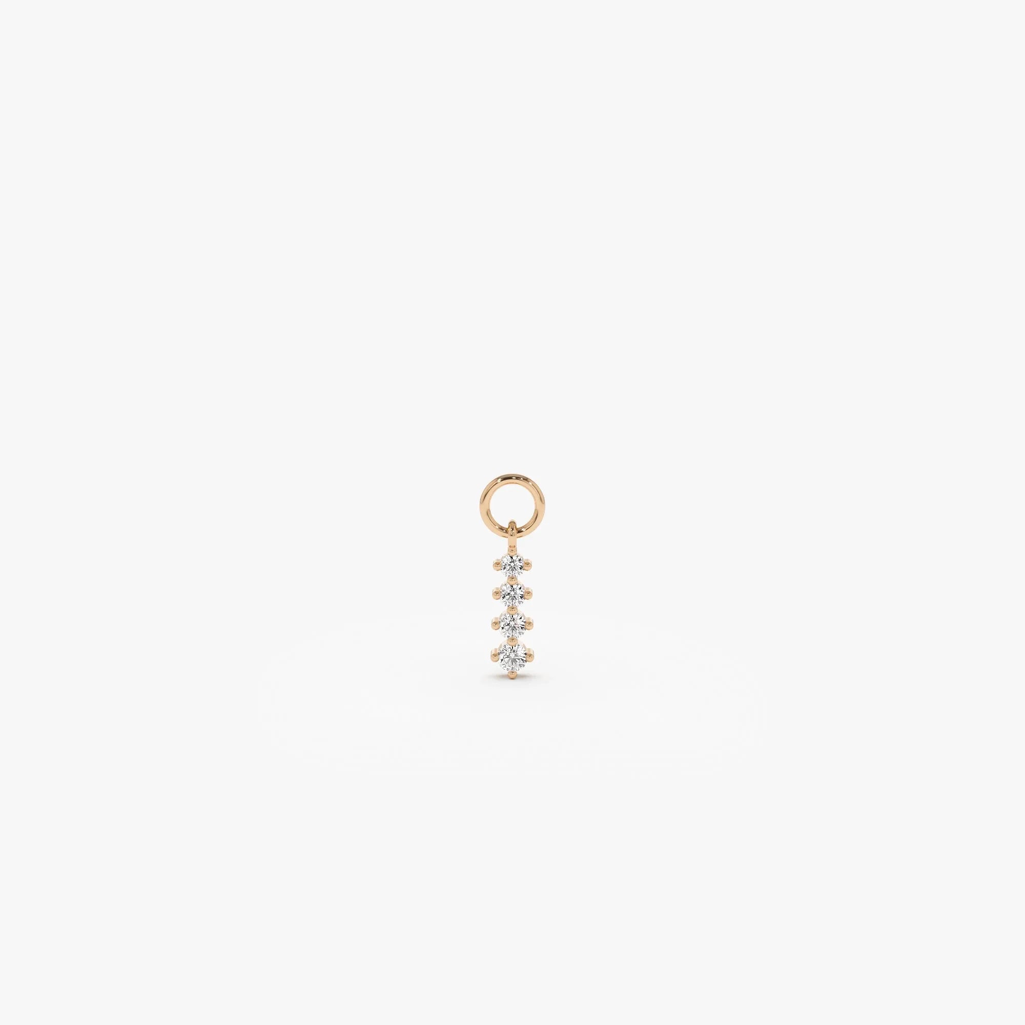 14k Gold Diamond Journey Hoop Charm for Earrings 0.065 ctw
