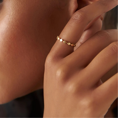 14k Solid Gold Round Circle Stackable Band Ring