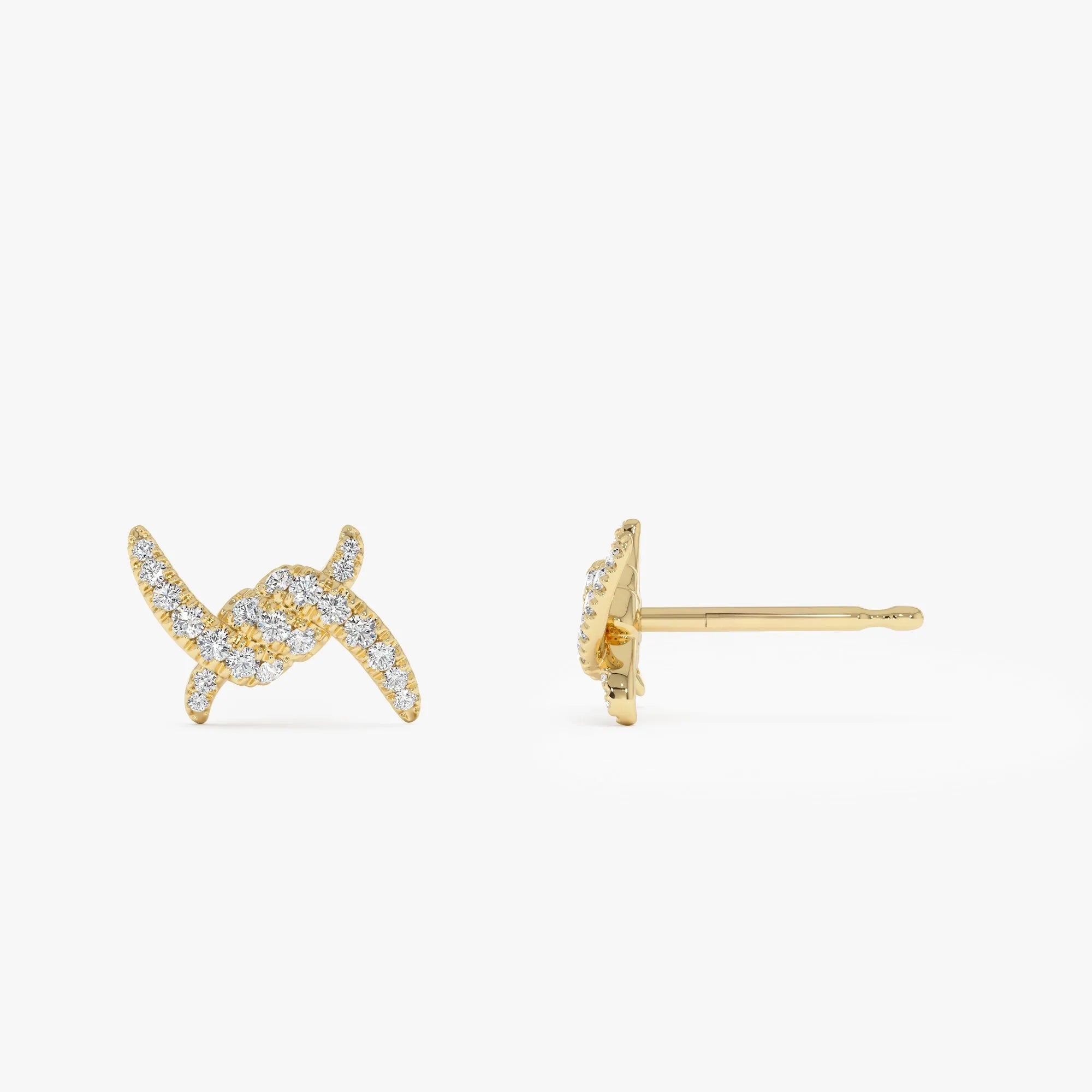 14k Gold Diamond Round Cut Knot Stud Earrings 0.20 ctw