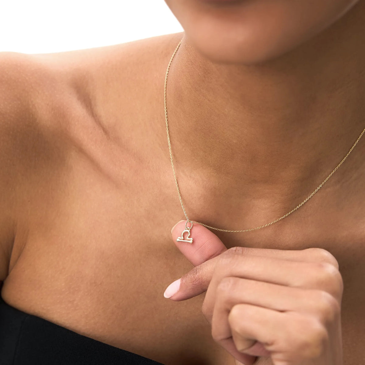 14k Solid Gold Libra Zodiac Charm Pendant Necklace