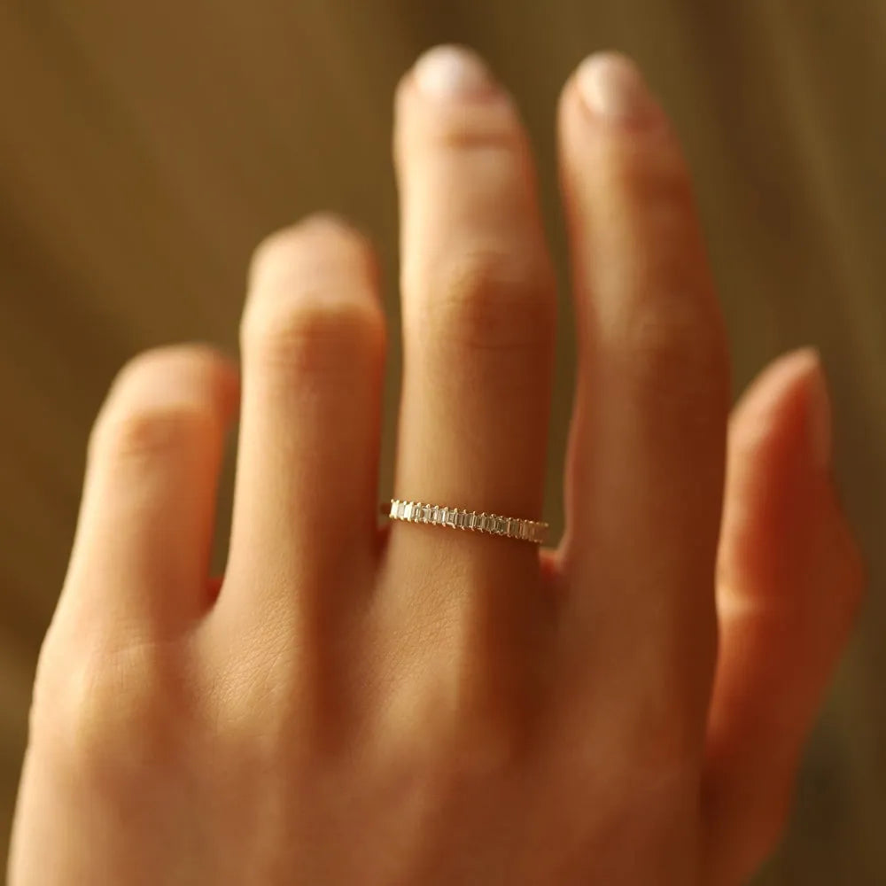 14k Solid Gold 0.22ctw Baguette Diamond Wedding Band Ring